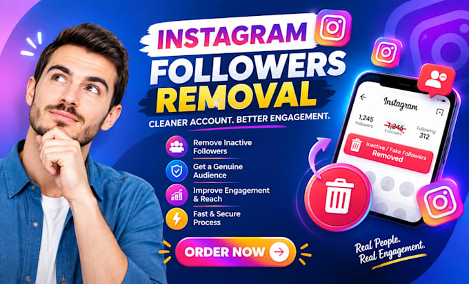 manually unfollow, remove fake followers, delete post on instagram