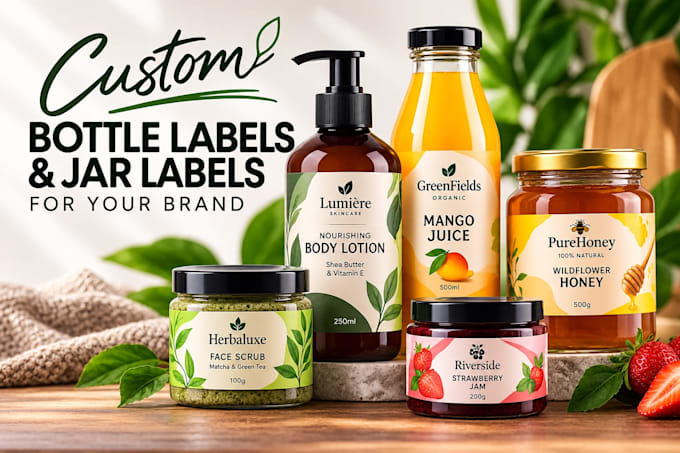 design custom bottle labels and jar labels for your brand