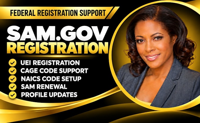 assist with sam gov registration, uei, cage code, renewal and naics