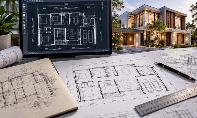 redraw floor plan, do autocad drafting, and architectural drafting in autocad