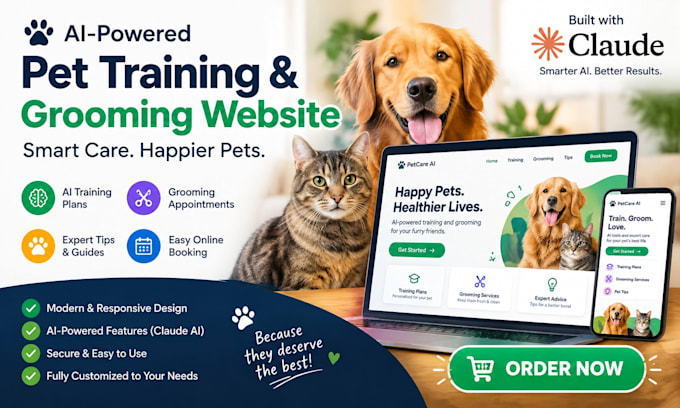 build an ai pet training and grooming website or app using claude ai