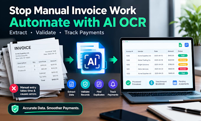 automate PDF invoice extraction, validation and payment tracking with ai ocr