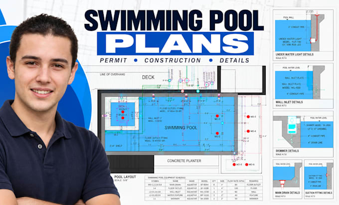 design swimming pool plans and permit construction drawings