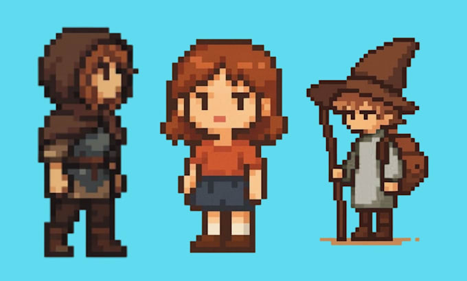 do pixel art character animation, pixel art character design sprite sheet
