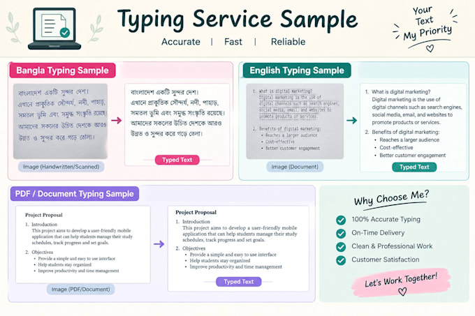 do bangla and english typing and data entry