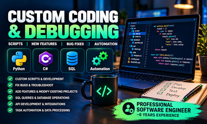 write custom scripts and fix code in python and c sharp