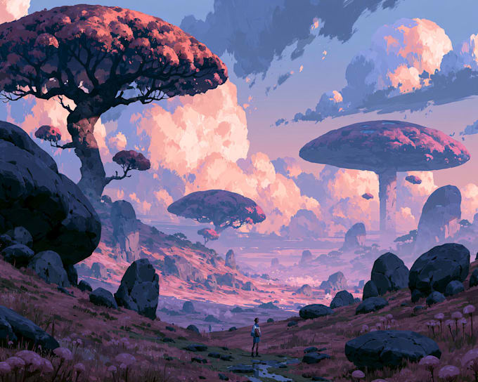 create fantasy landscape illustrations