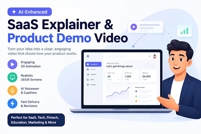 create ai saas explainer video ai app demo software promo startup launch
