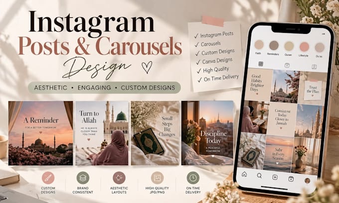 design aesthetic instagram posts and carousels using canva