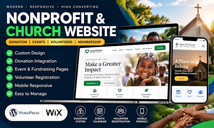 build nonprofit website and church website