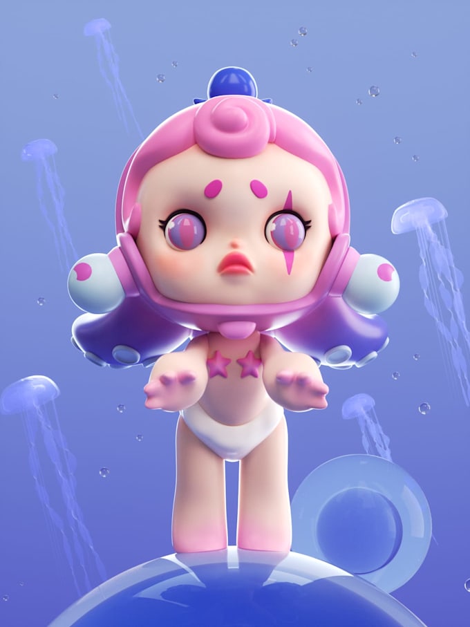 design cute 3d characters and toys for 3d printing rendering