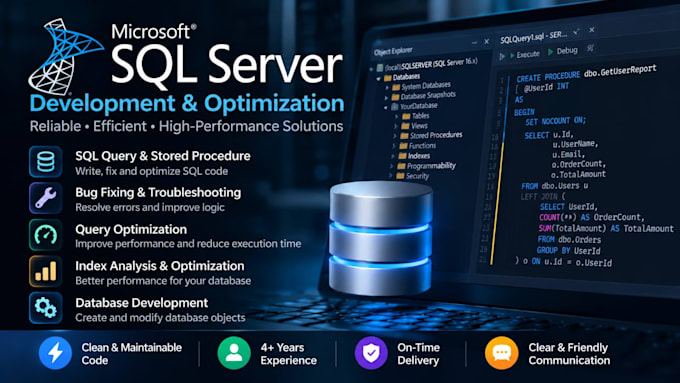 develop, optimize and fix sql server databases