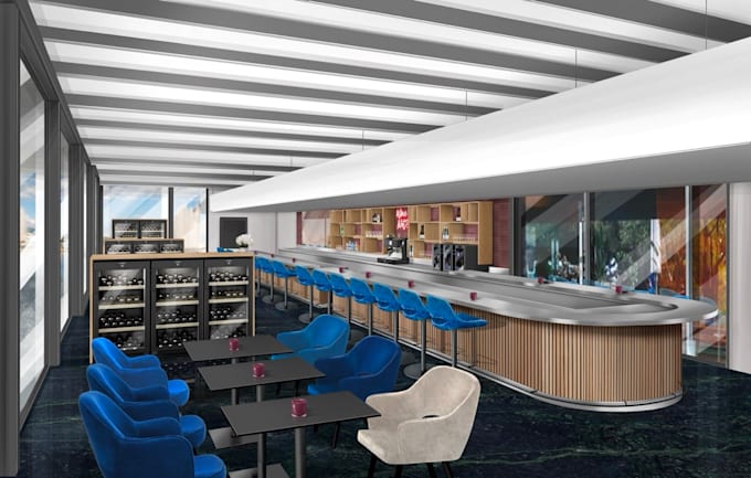 draw cafe restaurant interior sketch