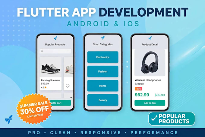 develop modern flutter app for android and ios ecommerce chat