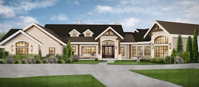 draw a realistic architectural exterior sketch
