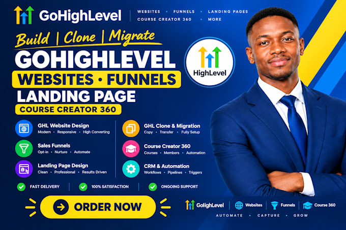 build clone migrate gohighlevel websites funnels landing page course creator 360