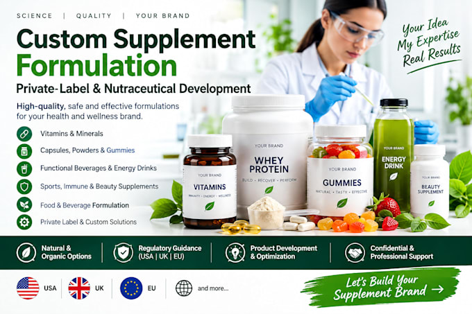 develop custom supplement formulation, private label, and nutraceutical formula