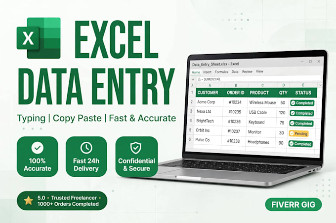 do excel data entry,typing work and copy paste jobs