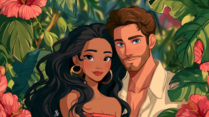 draw your portrait in charming disney animation style
