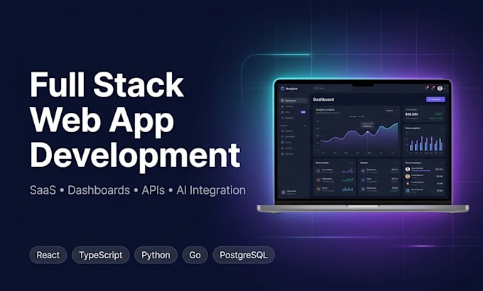 develop a full stack web app with react, typescript and python or go