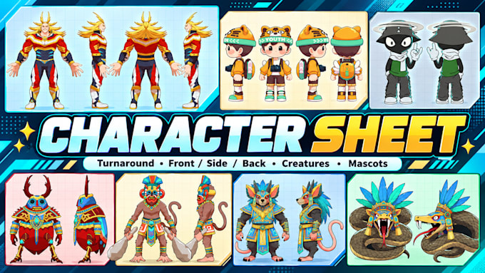 create a professional character reference sheet for your oc