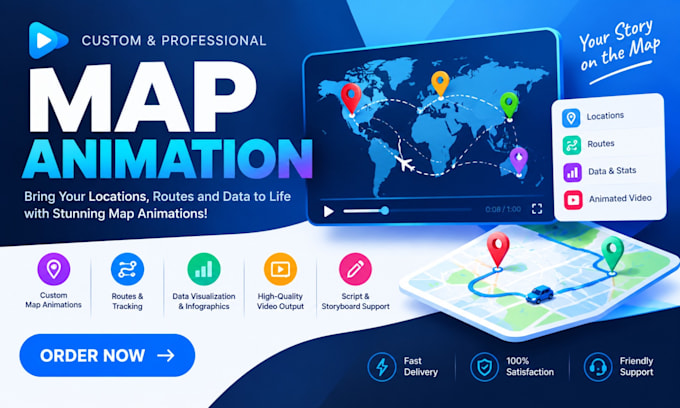 create professional animated maps and cinematic route animations