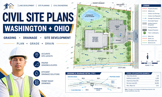 civil engineering site plans grading plan drainage plans washington ohio
