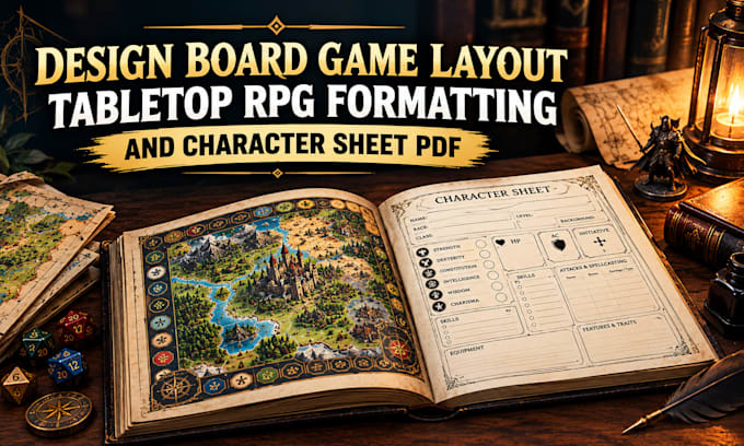 design board game layout tabletop rpg foramtting and character sheet pdf