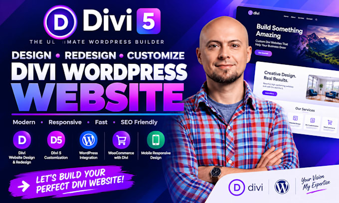 design wordpress website using divi theme, divi 5, and divi builder