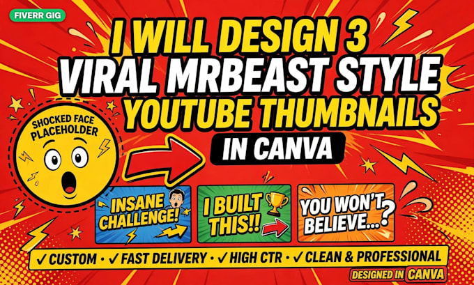 design 3 viral mrbeast style youtube thumbnails in canva