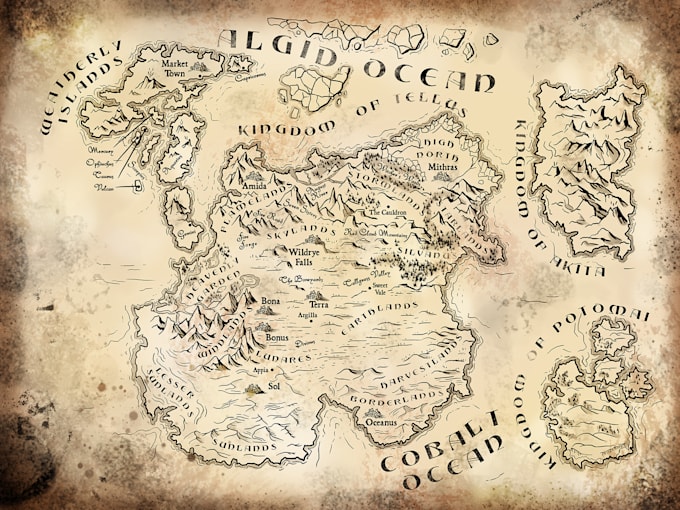 design medieval fantasy maps for your dnd, rpg, boradgame or novels
