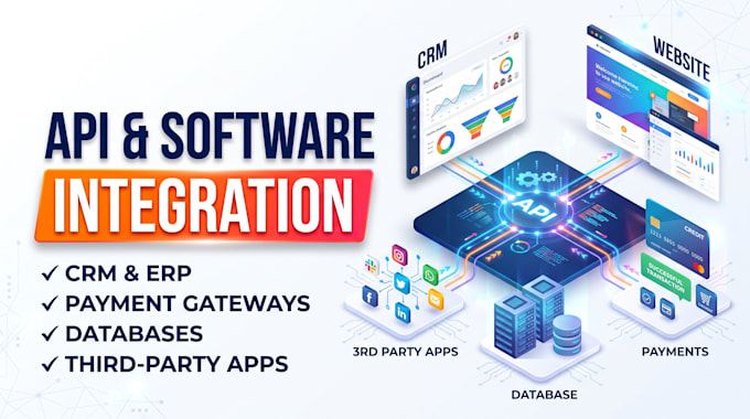 integrate API, rest API, third party software, CRM, erp, hrm and payment systems