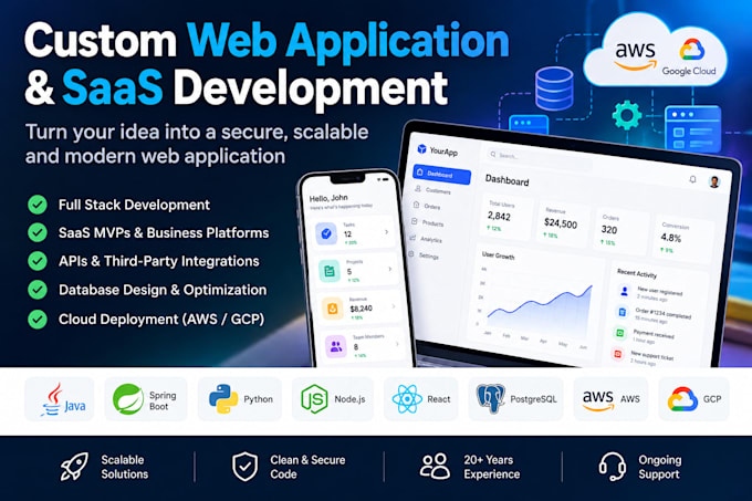 develop a custom full stack web application or saas mvp