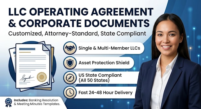 write a state compliant llc operating agreement and corporate documents
