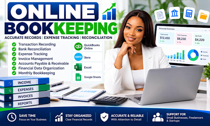 do online bookkeeping, bank reconciliation, expense tracking and data entry