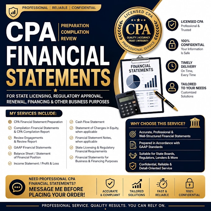 prepare CPA financial statement compilations and reviews for state license