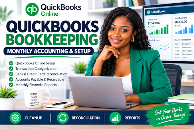 do monthly accounting and bookkeeping in quickbooks online with setup