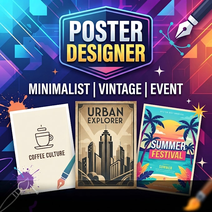 create eye catching graphic design and custom posters