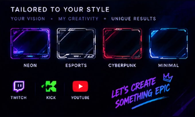 design a custom stream overlay for twitch, kick and youtube