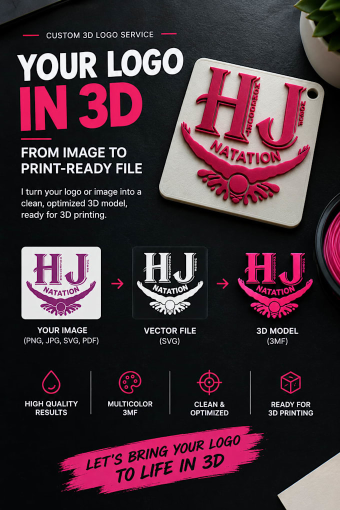 convert your 2d logo to 3d file for 3d printing