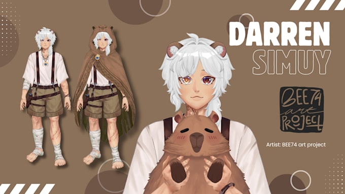 draw a live2d vtuber model art ready for rigging