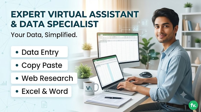 be your virtual assistant for data entry and web research