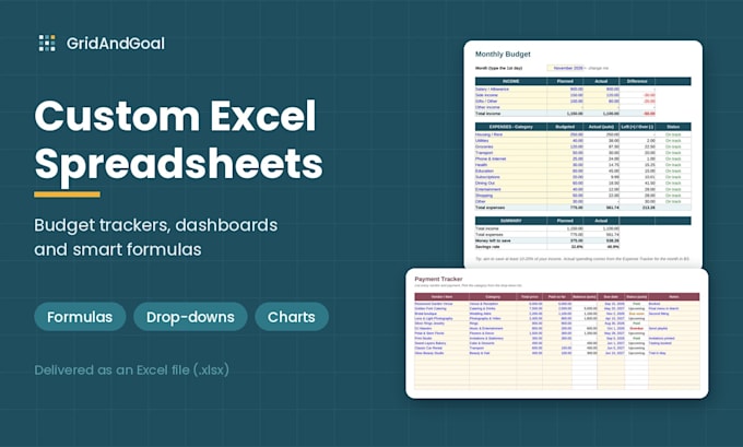 build a custom excel spreadsheet or budget tracker with formulas