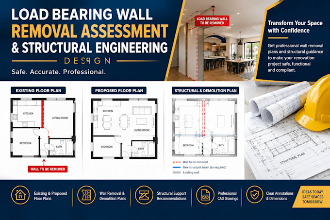 provide a load bearing wall removal assessment and structural engineering design