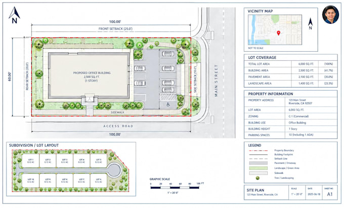 create land subdivision plans, 2d site plans and plot layouts in autocad