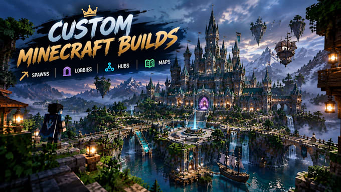 build minecraft spawn, lobby, hub, server map, minecraft castle spawn in bedrock