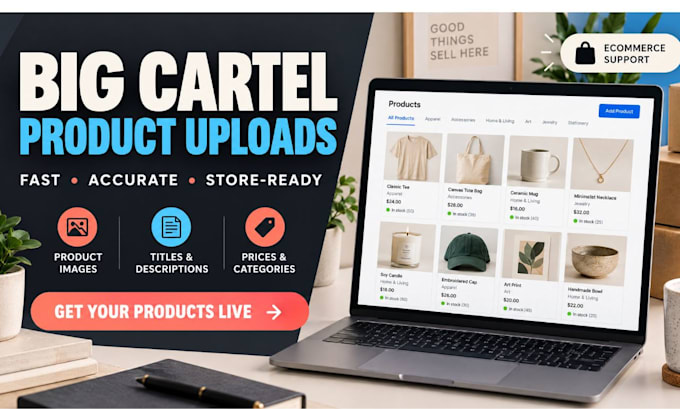 upload and organize products in your big cartel store