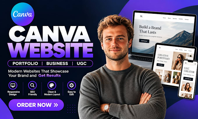 design a canva website, portfolio website or ugc portfolio