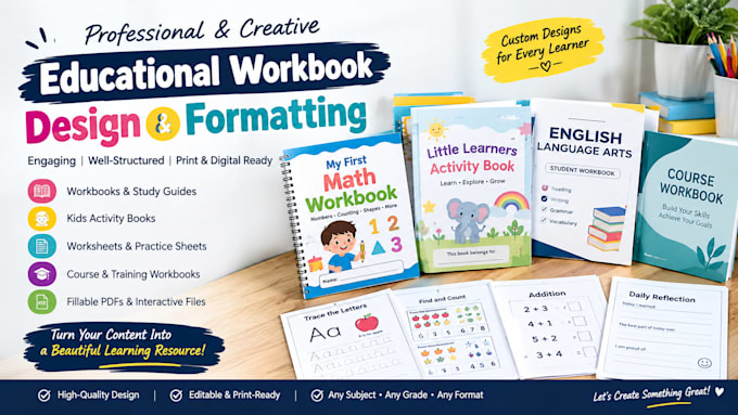 do educational workbook design course kids activity fillable workbook formatting