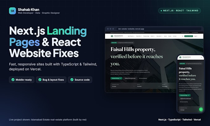 build a fast nextjs landing page or fix your react or nextjs website